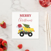 Weihnachtstumpf LKW-Baumaschinen Serviette (Beispiel)