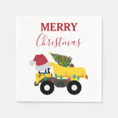 Weihnachtstumpf LKW-Baumaschinen Serviette (Vorderseite)