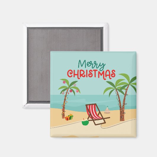 Weihnachtstür am Strand Magnet (Vorderseite/Rückseite)