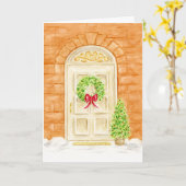 Weihnachtstür Vordergraue Grußkarte Karte (Gelbe Blume)