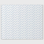 Weihnachtstypografie Blau auf weißem Umschlagpapie Geschenkpapier (Flach)