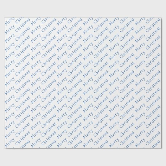 Weihnachtstypografie Blau auf weißem Umschlagpapie Geschenkpapier (Flach)