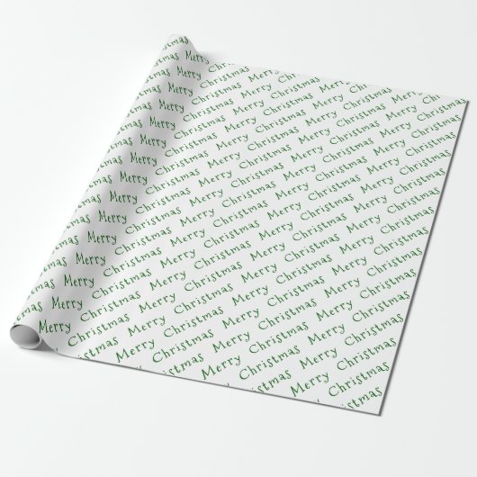 Weihnachtstypografie Dark Green auf Weiß Geschenkpapier (Ungerollt)