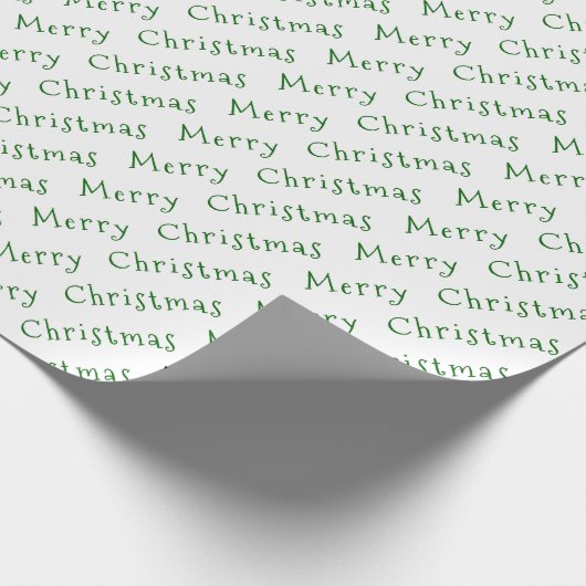 Weihnachtstypografie Dark Green auf Weiß Geschenkpapier (Ecke)