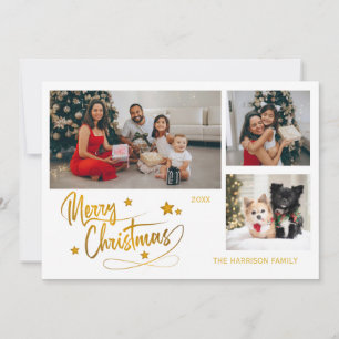 Weihnachtstypografie Drei Fotos Feiertagskarte