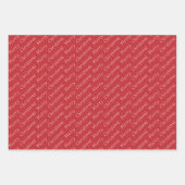 Weihnachtstypografie Dunkelrot und Weiß Geschenkpapier Set (Vorderseite)