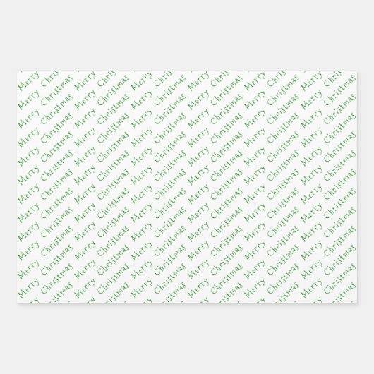 Weihnachtstypografie grün und weiß geschenkpapier set (Vorderseite 2)