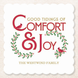 Weihnachtstypografie Holly Berry Personalisiert Untersetzer