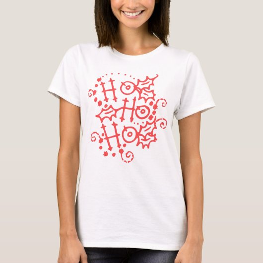 Weihnachtstypografie Holly Ho Ho Ho T-Shirt (Vorderseite)