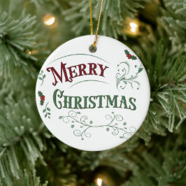 Weihnachtstypografie im Vintage-Stil Keramik Ornament