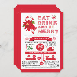 Weihnachtstypografie isst fröhliche Party Einladun Einladung