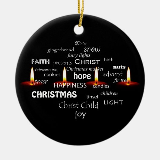 Weihnachtstypografie Keramik Ornament (Vorne)