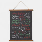 Weihnachtstypografie mit Handschrift Wandteppich Mit Holzrahmen (Vorderseite)