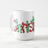 Weihnachtstypografie Red Green Festive Coffee Tass Kaffeetasse (Vorderseite Links)
