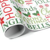 Weihnachtstypografie Rot & Grün Nahtloses Muster Geschenkpapier (Rolleneckpunkt)
