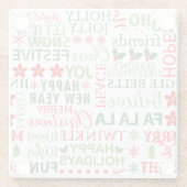 Weihnachtstypografie Rot & Grün Nahtloses Muster Glasuntersetzer (Rückseite)