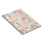 Weihnachtstypografie Rot & Grün Nahtloses Muster Notizblock (Rechte Seite)