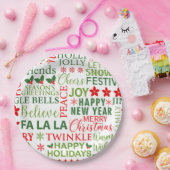 Weihnachtstypografie Rot & Grün Nahtloses Muster Pappteller (Party)