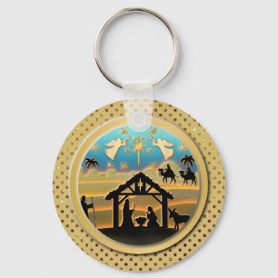 Weihnachtstypografie Rot & Grün Nahtloses Muster Schlüsselanhänger