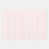 Weihnachtstypografie Rot und Weißes Wrapping Paper Geschenkpapier Set (Vorderseite 2)
