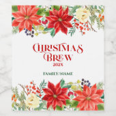 Weihnachtstypografie & Rote Poinsettia kann kälter Weinetikett (Einzelnes Label)