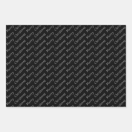 Weihnachtstypografie Schwarz/Weiß Geschenkpapier Set (Vorderseite 2)