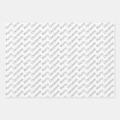 Weihnachtstypografie Schwarz/Weiß Geschenkpapier Set (Vorderseite)