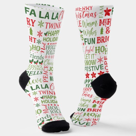 Weihnachtstypografie Socken (Gewinkelt)