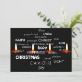 Weihnachtstypografie und Kerzen Feiertagskarte (Stehend Vorderseite)