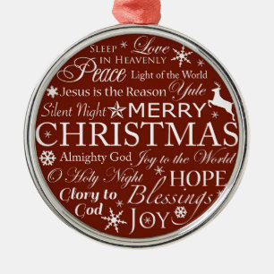 Weihnachtstypografie-Wörter Silbernes Ornament