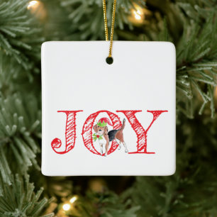 Weihnachtstyppografie JOY Weihnachtsfest Keramikornament