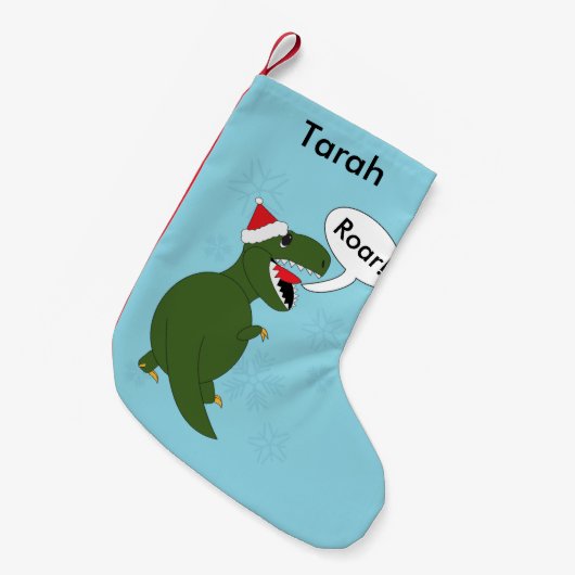 Weihnachtstyrannosaurus Rex personalisieren Kleiner Weihnachtsstrumpf (Vorderansicht (hängend))