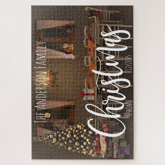 Weihnachtsüberlagerung Name Place Datum Upload Fot Puzzle (Vertikal)