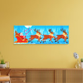 Weihnachtsübersicht/Weihnachtsmann und Schlitten Leinwanddruck (Insitu (Wohnzimmer))