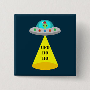 WeihnachtsUFO Ho Alien fliegende Untertasse Button