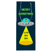 WeihnachtsUFO Ho Alien fliegende Untertasse Custom Geschenktüte Für Weinflaschen (Rückseite)