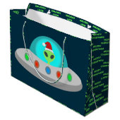 WeihnachtsUFO Ho Alien fliegende Untertasse Custom Große Geschenktüte (Rückseite Schrägansicht)
