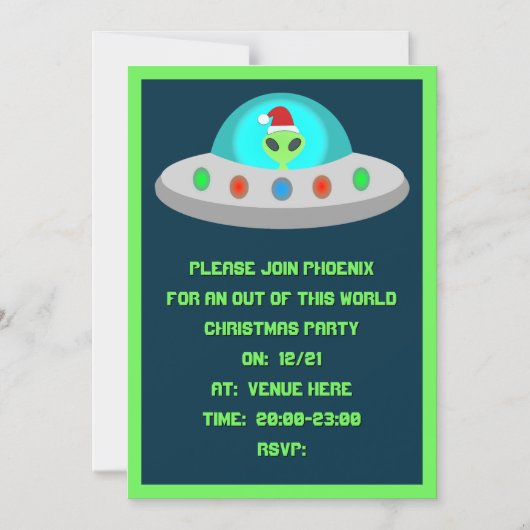 WeihnachtsUFO Ho Alien fliegende Untertasse Custom Magneteinladung (Vorderseite)