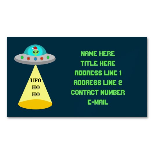 WeihnachtsUFO Ho Alien fliegende Untertasse Custom Magnetische Visitenkarte (Vorderseite)