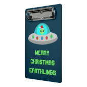 WeihnachtsUFO Ho Alien fliegende Untertasse Custom Mini Klemmbrett (Gewinkelt2)