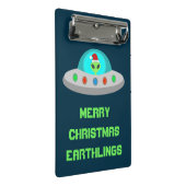 WeihnachtsUFO Ho Alien fliegende Untertasse Custom Mini Klemmbrett (Schrägansicht)