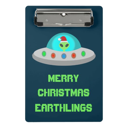 WeihnachtsUFO Ho Alien fliegende Untertasse Custom Mini Klemmbrett (Vorderseite)