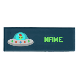 WeihnachtsUFO Ho Alien fliegende Untertasse Custom Namenschild