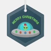 WeihnachtsUFO Ho Alien fliegende Untertasse Custom Ornament Aus Glas (Vorderseite)