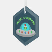WeihnachtsUFO Ho Alien fliegende Untertasse Custom Ornament Aus Glas (Vorderseite Links)