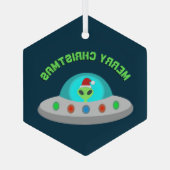 WeihnachtsUFO Ho Alien fliegende Untertasse Custom Ornament Aus Glas (Rückseite)