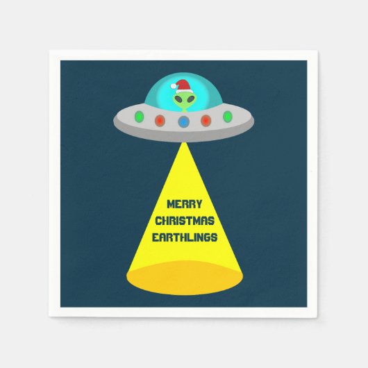 WeihnachtsUFO Ho Alien fliegende Untertasse Custom Serviette (Vorderseite)