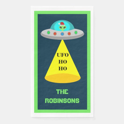 WeihnachtsUFO Ho Alien fliegende Untertasse Custom Serviette (Vorderseite)