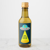 WeihnachtsUFO Ho Alien fliegende Untertasse Custom Weinetikett (Vorderseite)