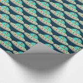 WeihnachtsUFO Ho Alien fliegende Untertasse Gemust Geschenkpapier (Ecke)